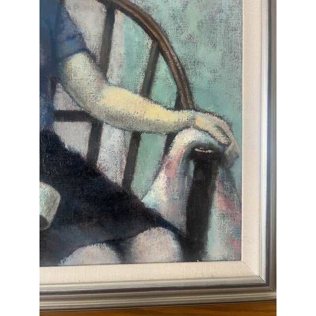 Large Vintage Impressionist Woman Portrait Oil Painting For Sale - Image 4 of 7