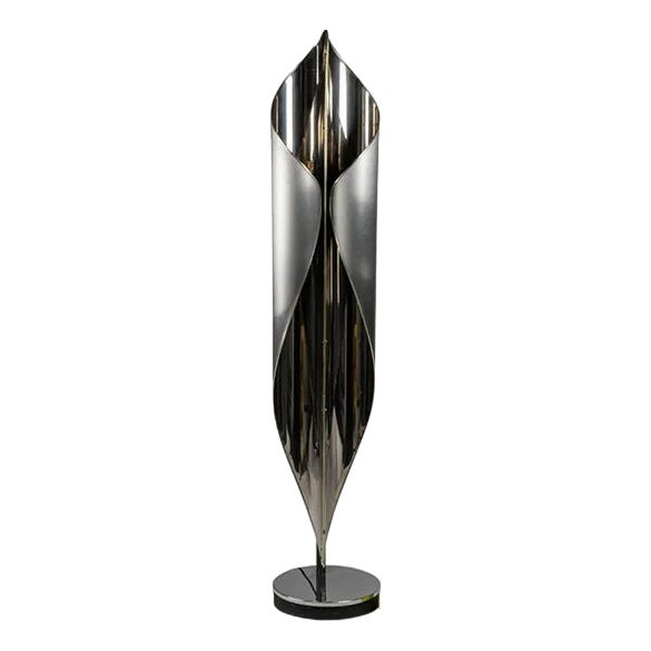 Floor Lamp in Polished and Brushed Metal, 1970s For Sale