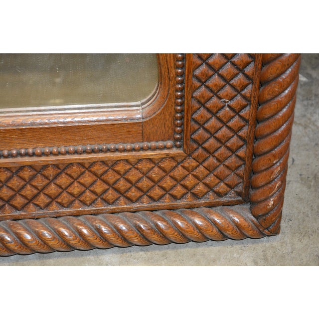 Vintage Wood Rectangle Mantel / Wall Mirror W/ Lattice Look & Rope Twist Frame For Sale - Image 4 of 12