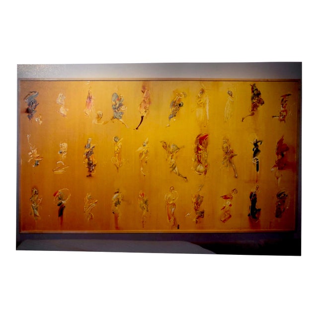 30th of February, Original Mixed Medium Painting by Alexander Dolgikh, Prague 2000 88" X 48" For Sale