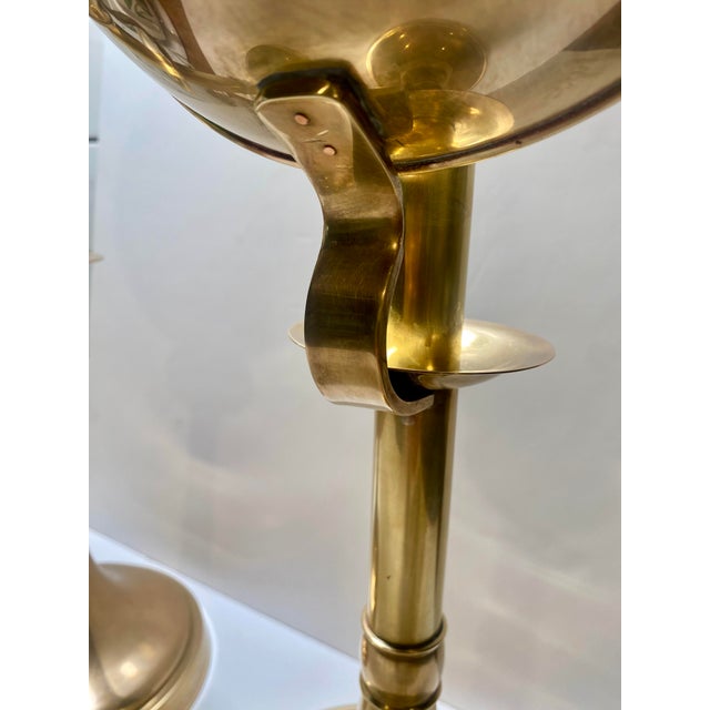 1960s Sarreid Mid-Century Modern Brass Candle Holders With Concave Reflectors a Pair For Sale - Image 11 of 16