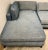 Stylish Modern Two Piece Blue-Gray Sectional Sofa, black metal base, showroom floor sample Sofa: 79.5Qx38Dx30H Chaise:...