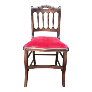 Victorian Carved Mahogany and Velvet Upholstered Seat Side Chair