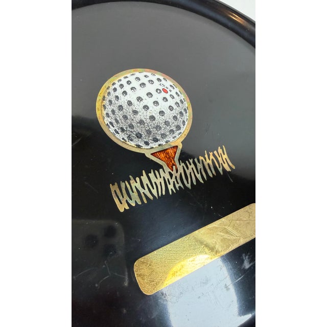 Vintage Mid-Century Modern Couroc of Monterey Engravable Golf Serving Tray For Sale In Los Angeles - Image 6 of 9