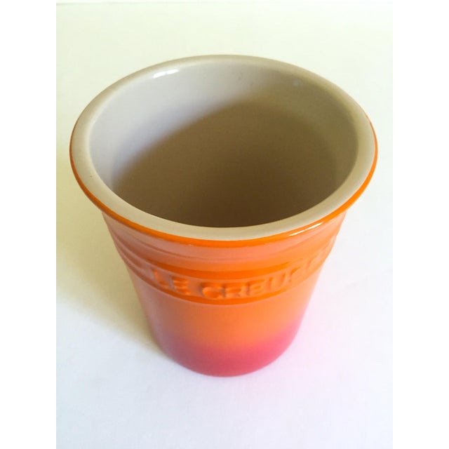 Le Creuset Volcanic Orange Red Stoneware Ceramic Utensil Holder Crock