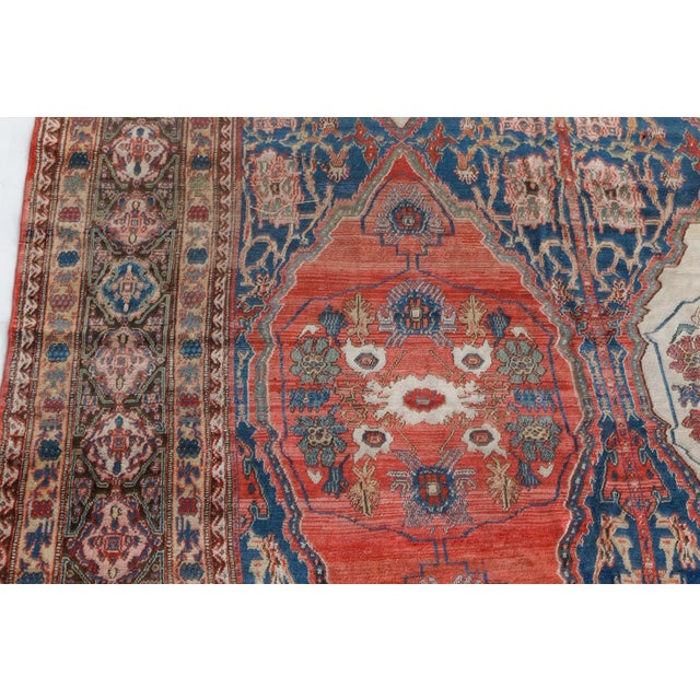 Textile Authentic 19th Century Persian Senneh Red Handmade Wool Carpet For Sale - Image 7 of 9