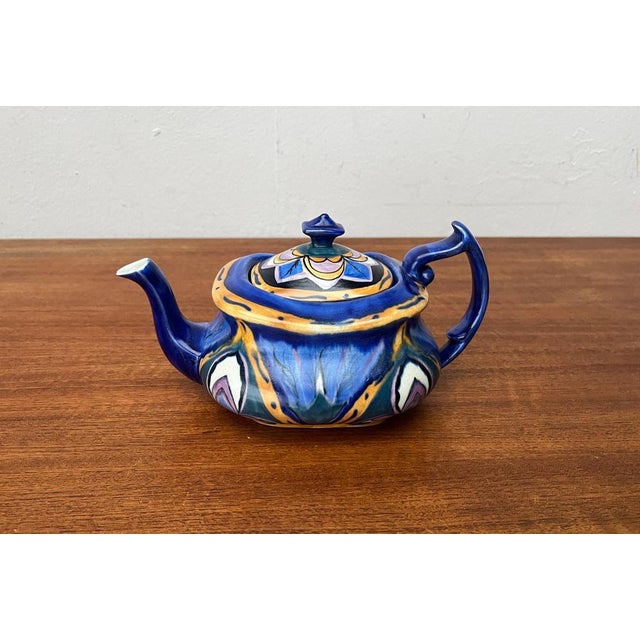 Blue Vintage Handcrafted Ceramic Teapot from Carlton Ware, England For Sale - Image 8 of 18