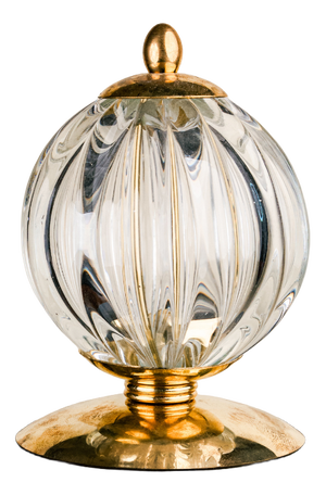 Ovo Table Lamp in Matte Black Glass with Cut Crystal and Brass Finial, 1980s