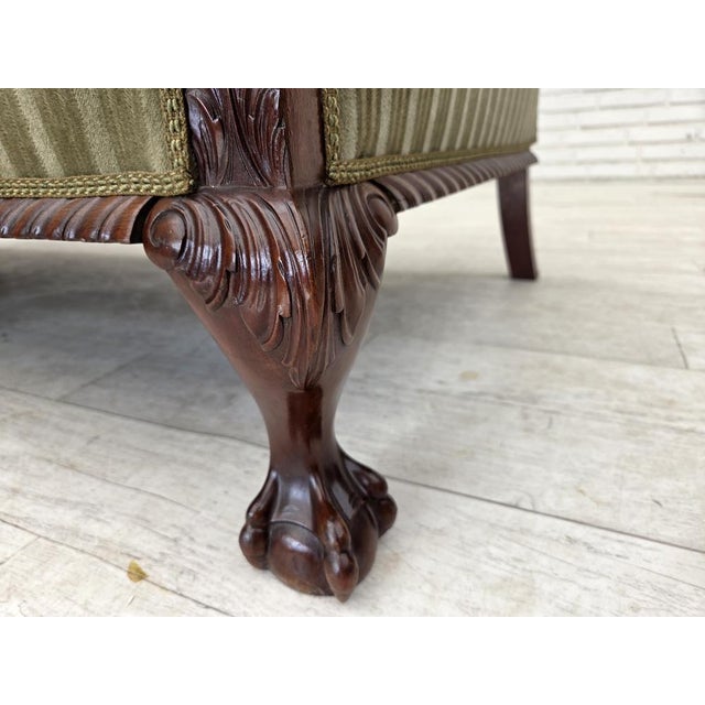 1950s Danish 3-Seater Sofa in Green Furniture Velour and Teak Wood, 1950s For Sale - Image 5 of 17