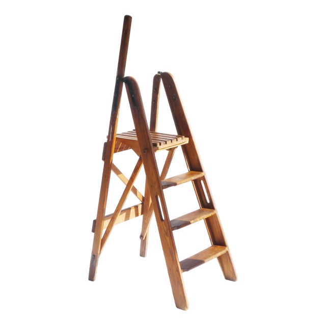 Antique Painters Wooden Ladder, 1890s For Sale