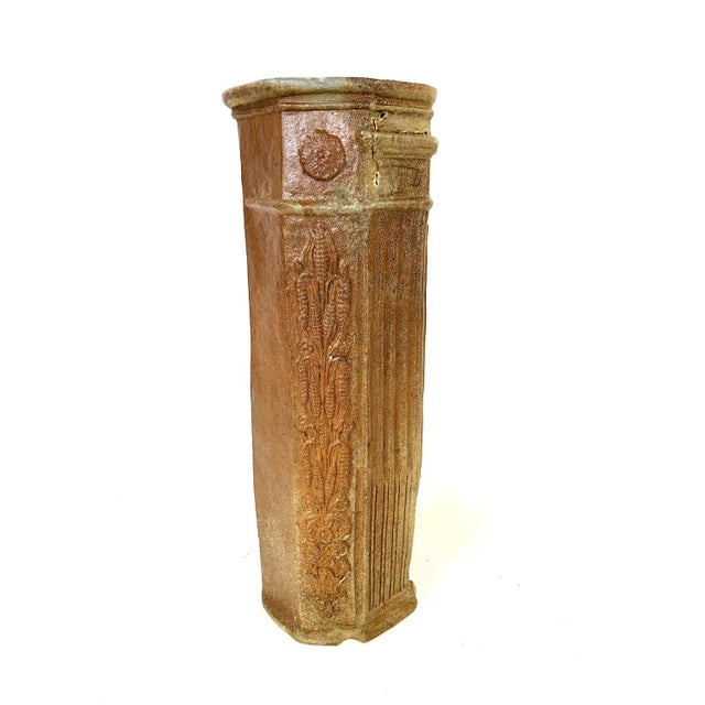 Terracotta Water Fountain with Floral Decoration and Medici Cup, 19th Century For Sale - Image 8 of 14