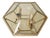 Hexagonal Gold-Plated Flush Mount or Wall Lamp with Faceted Glass, Italy, 1980s For Sale