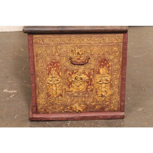 Tribal Ornate Burmese Chest W/Orig. Finish From the Early 20th C. For Sale - Image 3 of 12