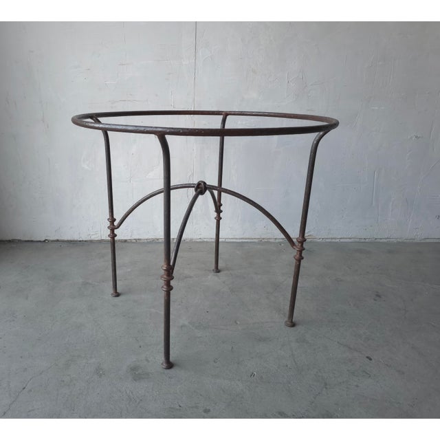 Metal 1970s Forged Iron and Glass Dining or Patio Table After Giacometti For Sale - Image 7 of 10