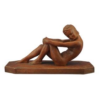 Lucien Charles Edouard Alliot, Art Nouveau Female Nude, Early 1900s, Terracotta For Sale