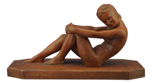 Lucien Charles Edouard Alliot, Art Nouveau Female Nude, Early 1900s, Terracotta