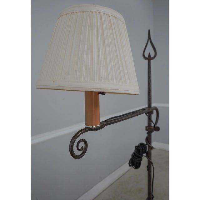 Jg Rempp Early American Hand Wrought Iron Adjustable Candelabra Floor Lamp For Sale In Philadelphia - Image 6 of 11