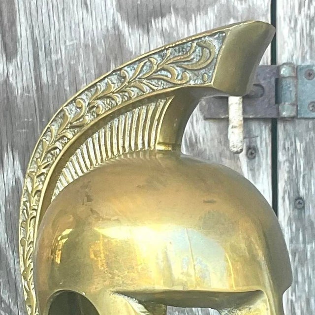 Vintage Regency Brass Gladiator Helmet For Sale - Image 11 of 13