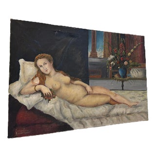 Stizina / Simon B, Reclining Female Nude, 1930-1950, Oil For Sale