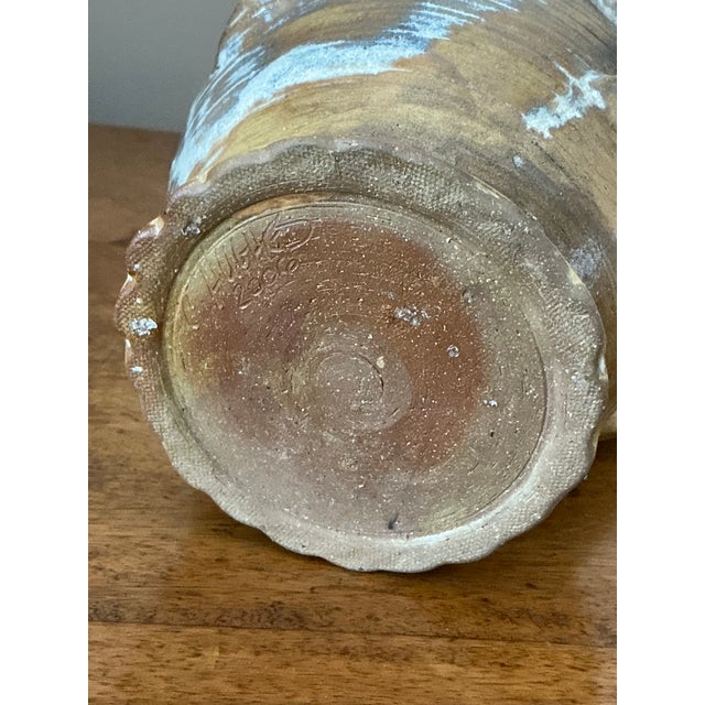Goldenrod Vintage Boho Original Studio Pottery Handle Vase For Sale - Image 8 of 8
