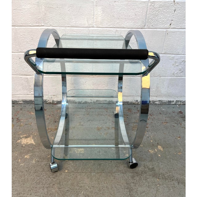 Metal Mid-Century Glass and Chrome Bar Cart by George Mulhaser for Dia For Sale - Image 7 of 12