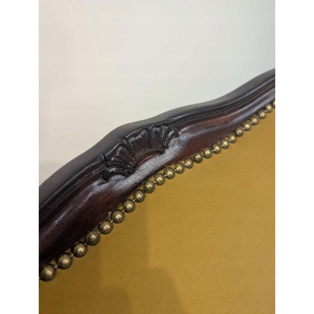 Louis Mustard Colored Armchair in Walnut For Sale - Image 3 of 8