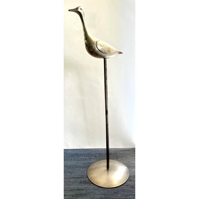 Metal Mid-Century Chrome Crane Figurine Statue or Hat Stand 18" High For Sale - Image 7 of 13