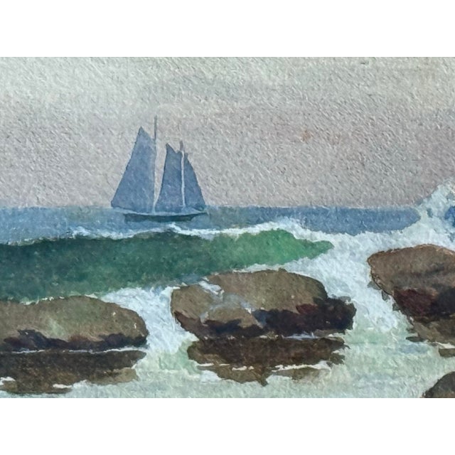 Henry R. Sawyer Antique Framed Seascape Watercolor For Sale - Image 6 of 10