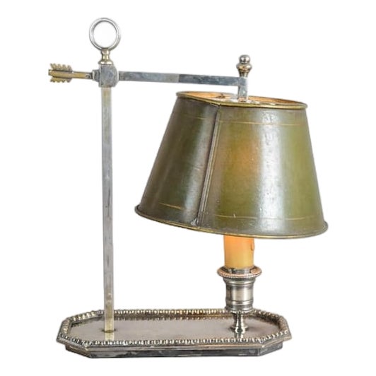 French Bouillotte Lamp in Silvered Metal, 1930s For Sale