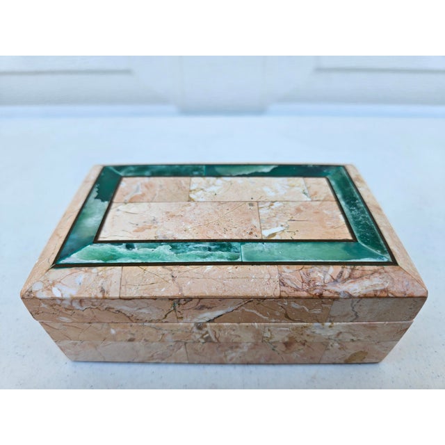 Peach Tessellated Stone Trinket Box For Sale - Image 13 of 16
