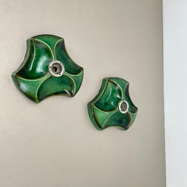Modern Modernist Ceramic Fat Lava Wall Lights from Pan Ceramics, Germany, 1970s, Set of 2 For Sale - Image 3 of 15