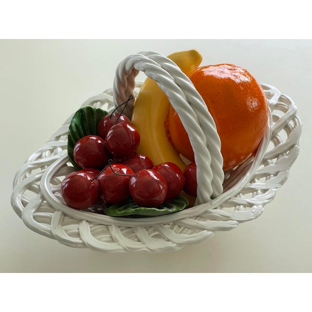 Vintage Italy Bassano Pottery Fruit Bowl With Braided Rim & Handle For Sale - Image 12 of 13