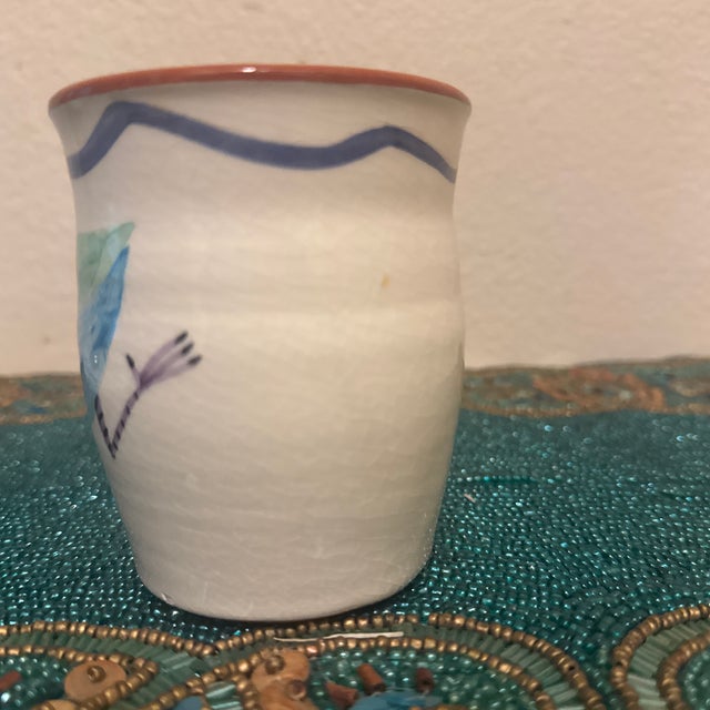 Illustration Playful Running Bird Ceramic Pencil Holder For Sale - Image 3 of 9