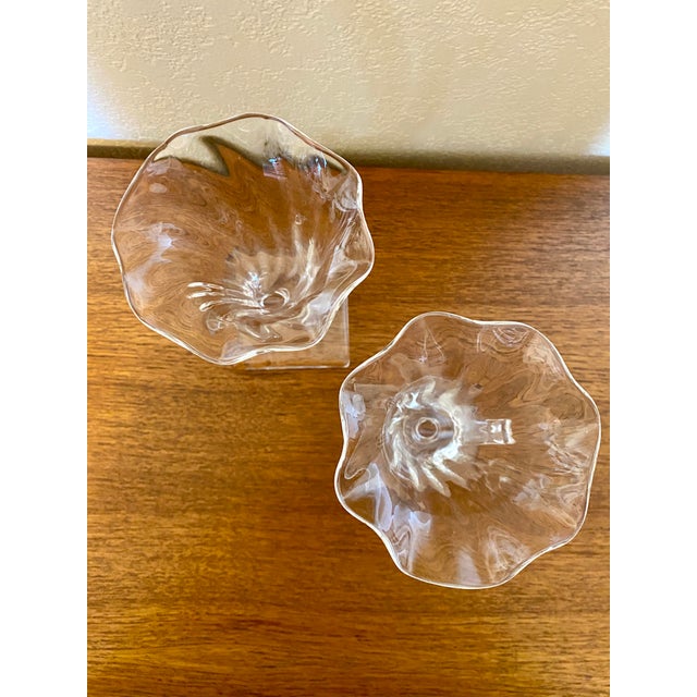 Steuben Steuben Crystal Cornucopia Vases, Signed - a Pair For Sale - Image 4 of 6