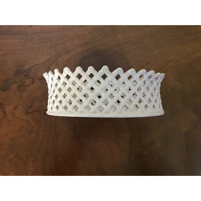 Antique 18th Century English Salt Glaze Creamware Chestnut Basket with Pierced Sides For Sale In New York - Image 6 of 13