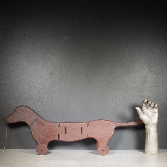Vintage Wooden Jointed Wiener Dog c.1940 For Sale In San Francisco - Image 6 of 7