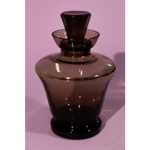 Vintage Smokey Grey Art Glass Decanter Set- 6 Pieces For Sale - Image 4 of 10