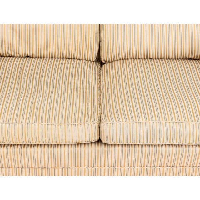 Pair of American Striped Pattern Fabric Upholstered Sofas For Sale - Image 12 of 16