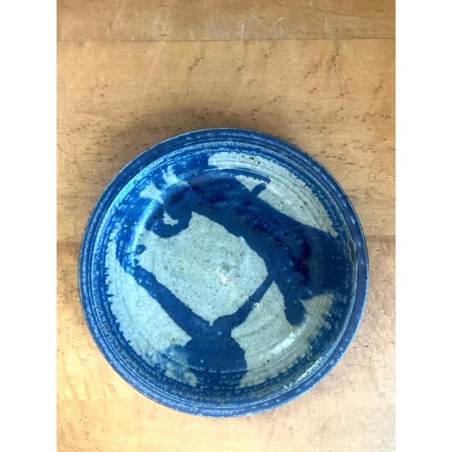 Vintage Blue Abstract Ceramic Bowl For Sale - Image 9 of 12