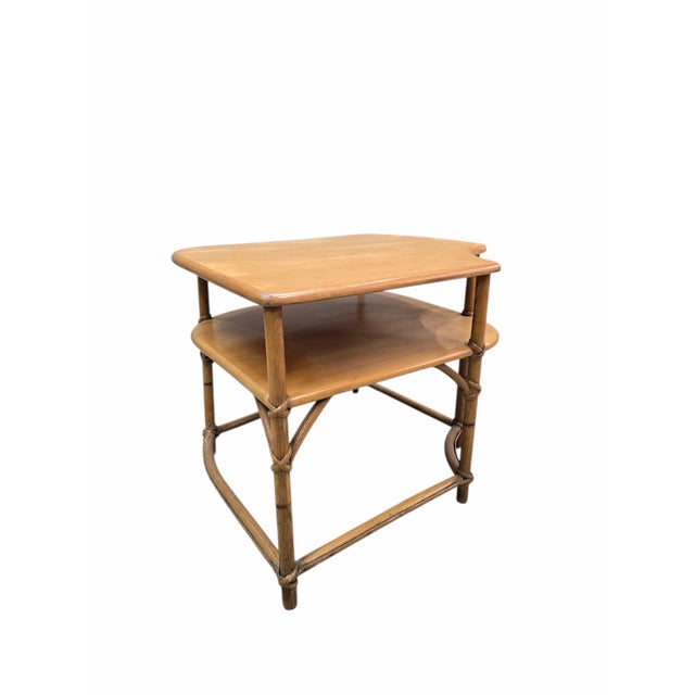 Mid Century Modern Coastal Corner Table by Heywood Wakefield Mid-Century Modern two-tier corner table by Heywood-Wakefield...