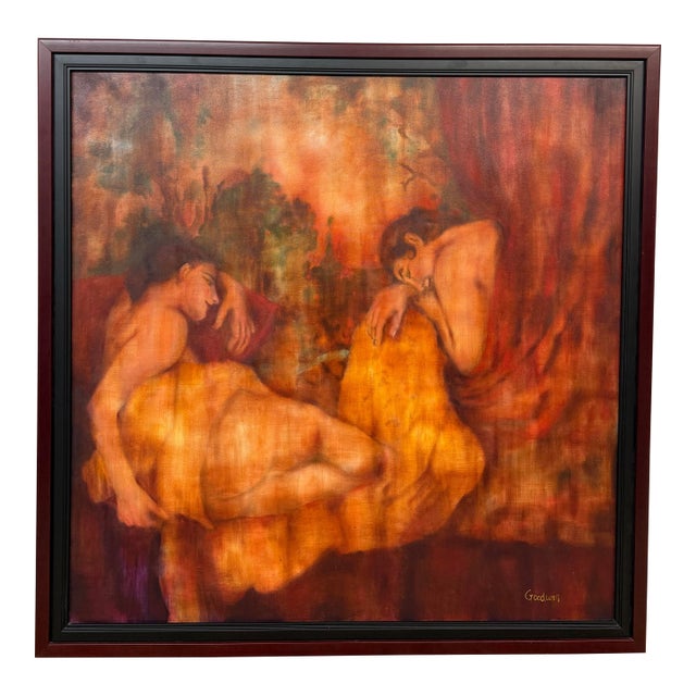 Jennifer Goodwin "By the River" Oil on Canvas Painting, Signed For Sale
