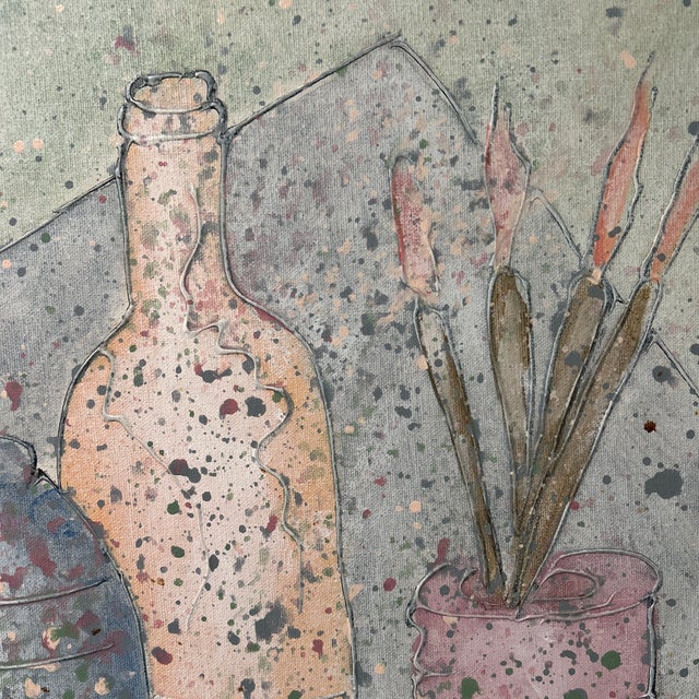 Mid 20th Century Vintage Textured Painting on Canvas Artist Signed Framed For Sale - Image 5 of 12