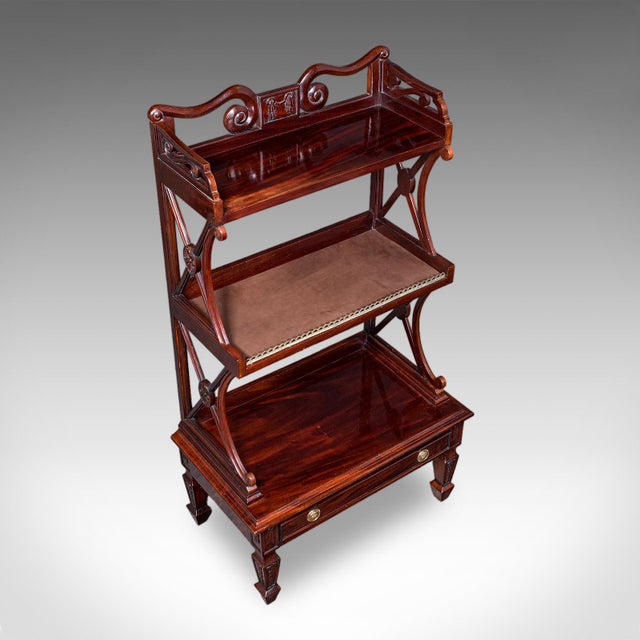 Vintage Waterfall Bookcase, English, Whatnot, Book Shelf Stand, Regency Revival For Sale - Image 6 of 12