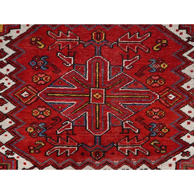 1960 10'2"x13'8" Penn Red Hand Knotted Clean All Wool Worn Down Vintage Persian Rug For Sale - Image 12 of 12