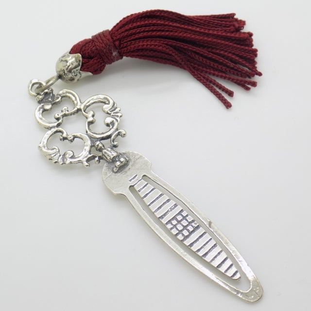 Vintage Italian Silver 800 Bookmark with Red Tassel by Nicchi, Arezzo, 1980s For Sale - Image 12 of 12