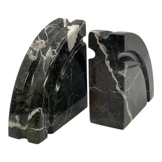 1980s Art Deco Revival Marble Bookends - a Pair For Sale