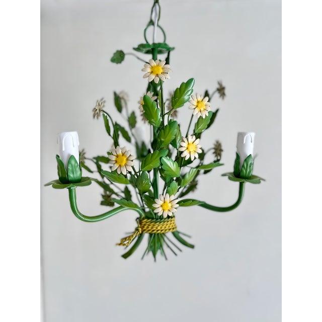 Italian Painted Tole Daisy Chandelier by Sergio Terzani, 1970s For Sale - Image 4 of 15