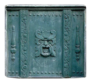 Antique Lead Panel Having Central Green Man Mask