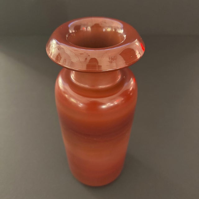 Opaque Pompeiian red glass vase, Italian 1960s For Sale - Image 10 of 18