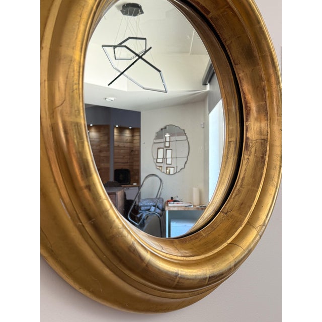 Wood Regency Era Large Round Mirror With Deep Gilt Frame From England (Dia 26 1/2 In) For Sale - Image 7 of 10